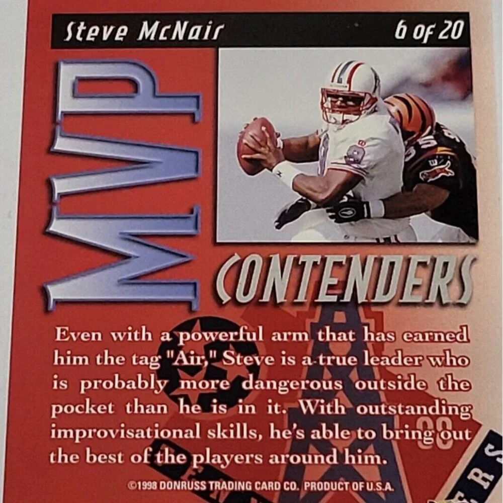 1998 LEAF ROOKIES & STARS FOOTBALL MVP CONTENDERS STEVE MCNAIR #763/2500